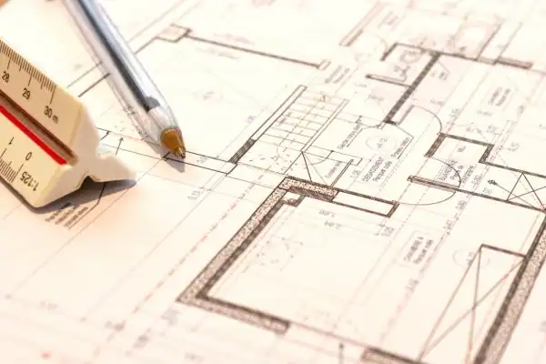 Image of architect Burnley drawings